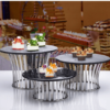 chân kê buffet inox tròn kẻ sọc cao cấp