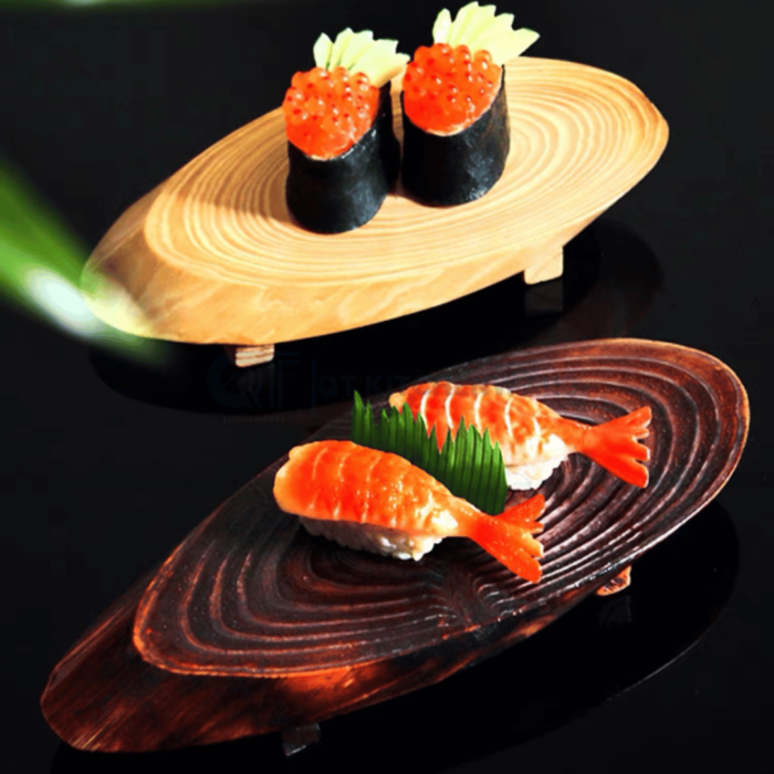 khay đựng sushi gỗ hình bầu dục, khay đựng sushi cao cấp