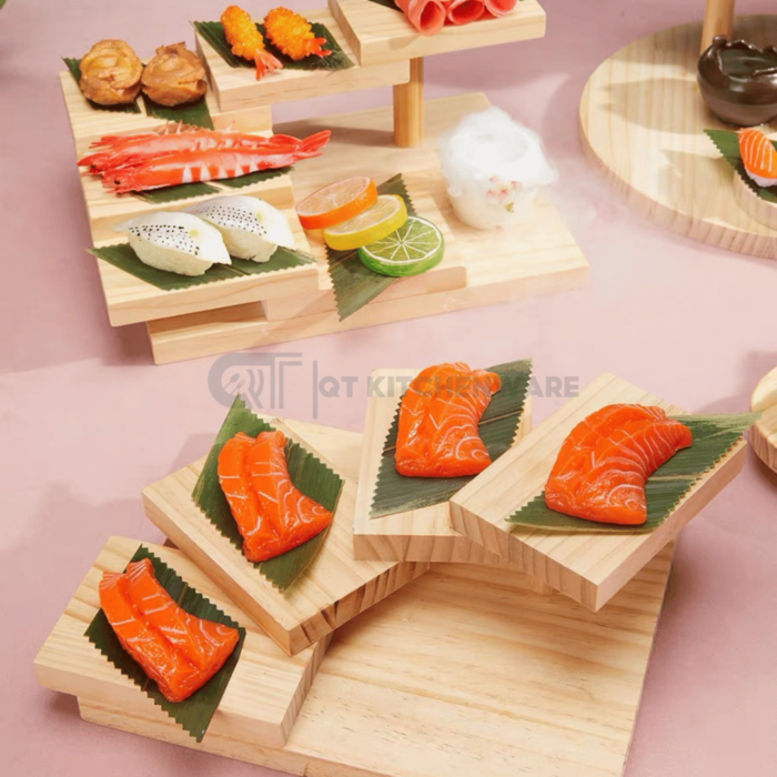 khay gỗ sushi bậc thang sashimi nhật bản