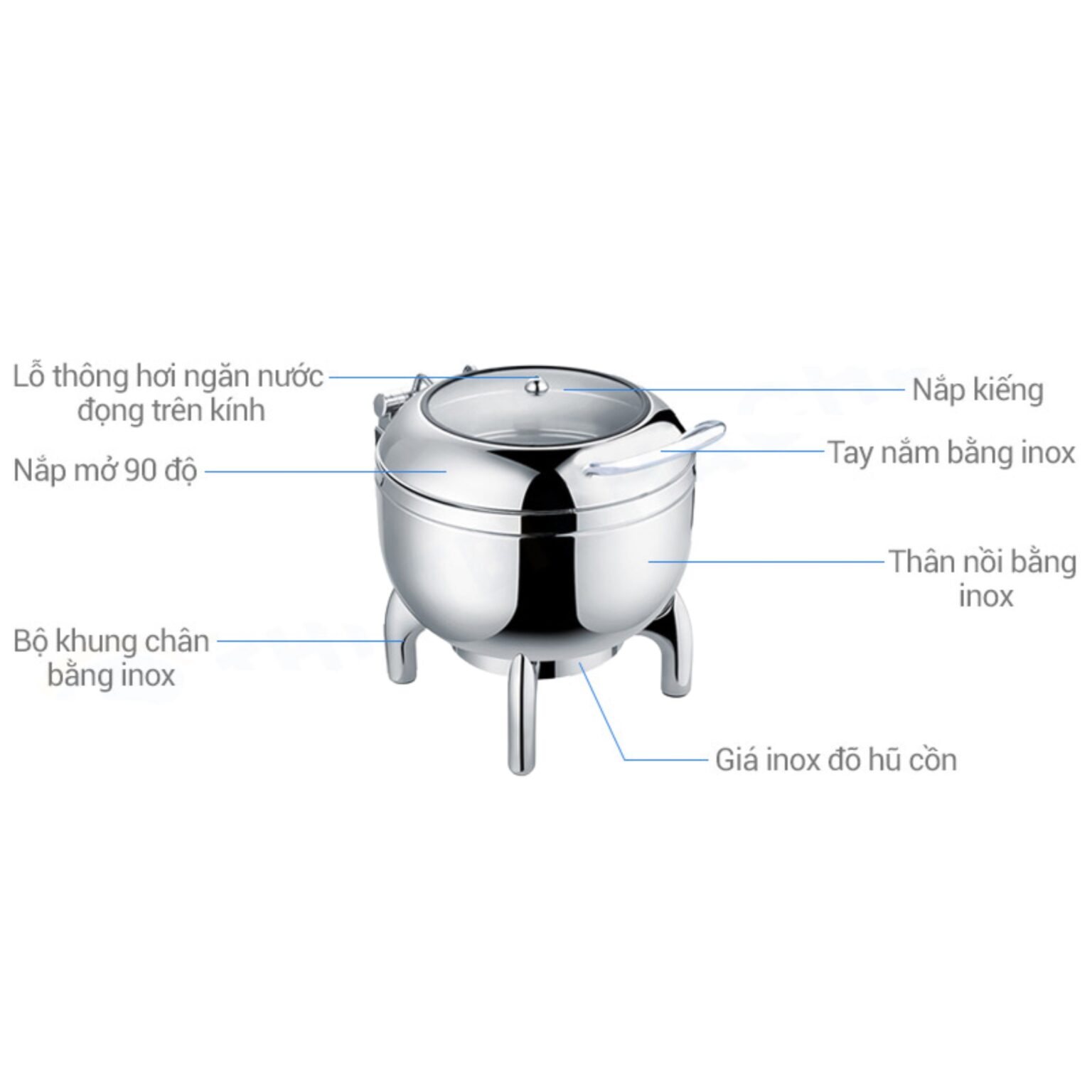 nồi hâm soup buffet tròn cao cấp, nồi hâm soup buffet nhà hàng, nồi buffet tròn