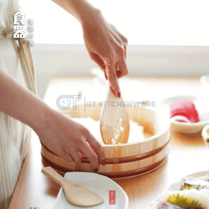 thố gỗ đánh cơm sushi Nhật Bản trộn cơm