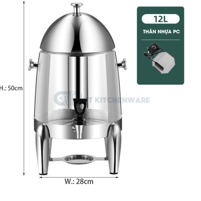 bình hâm trà cà phê thân nhựa 12L cao cấp