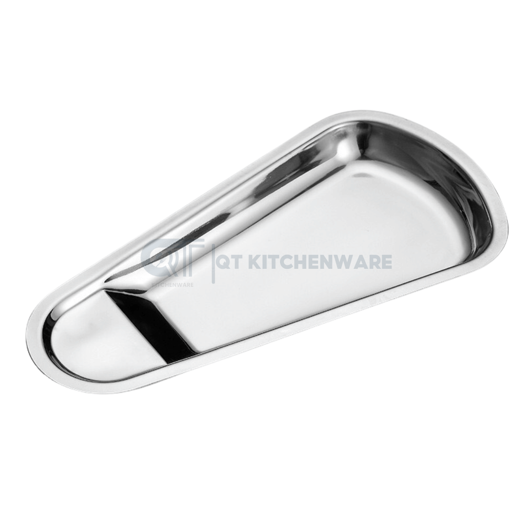 Khay inox để kẹp gắp thức ăn buffet hình quạt