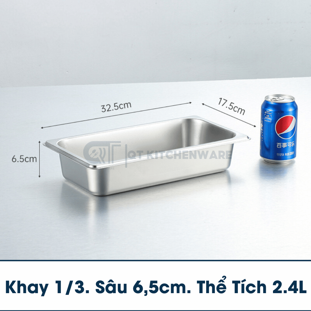 Khay Inox Đựng Thức Ăn 1/3 GN