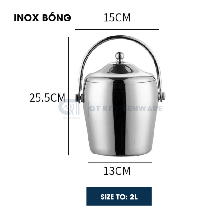 Xô đá inox 2 lớp giữ nhiệt bầu cao cấp