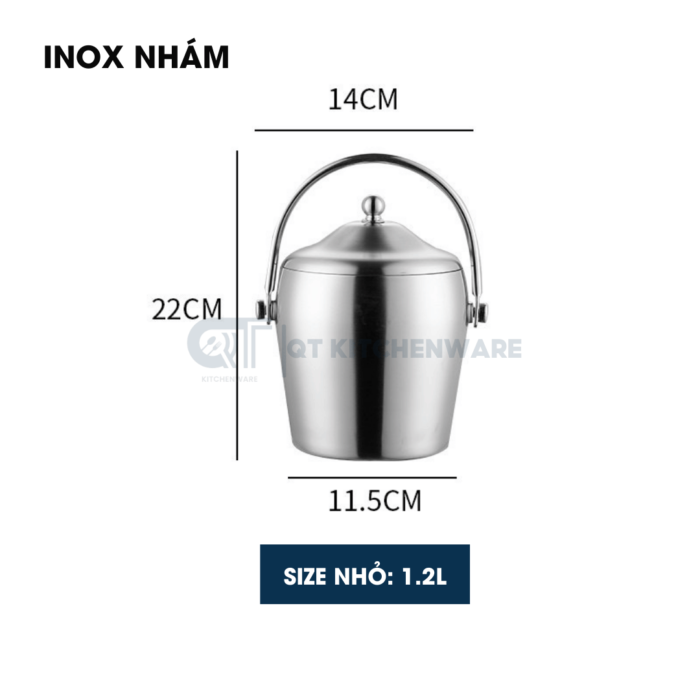 Xô đá inox 2 lớp giữ nhiệt bầu cao cấp