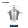 Xô đá inox 2 lớp giữ nhiệt bầu quai núm cao cấp