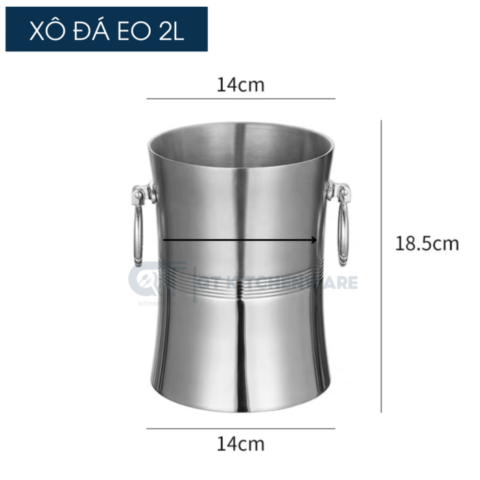 xô đá inox 2 lớp giữ nhiệt eo cao cấp