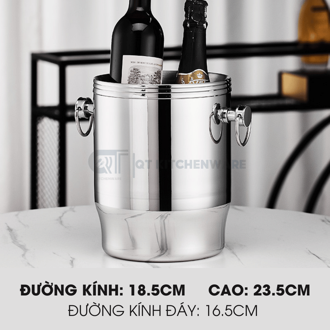 Xô đá ngâm rượu inox hai quai thẳng