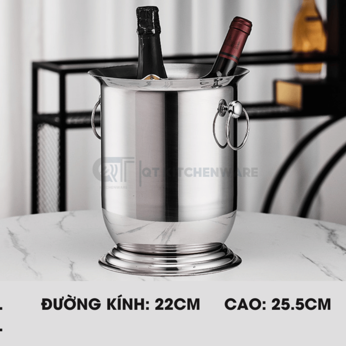 xô ngâm rượu vang inox 2 lớp quai chân loe