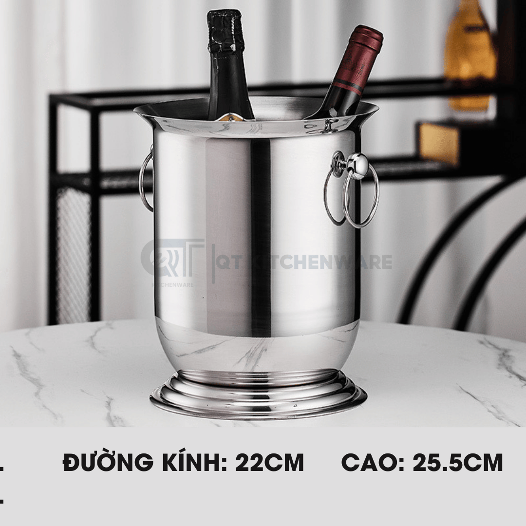 Xô ngâm rượu vang inox 2 lớp quai chân loe