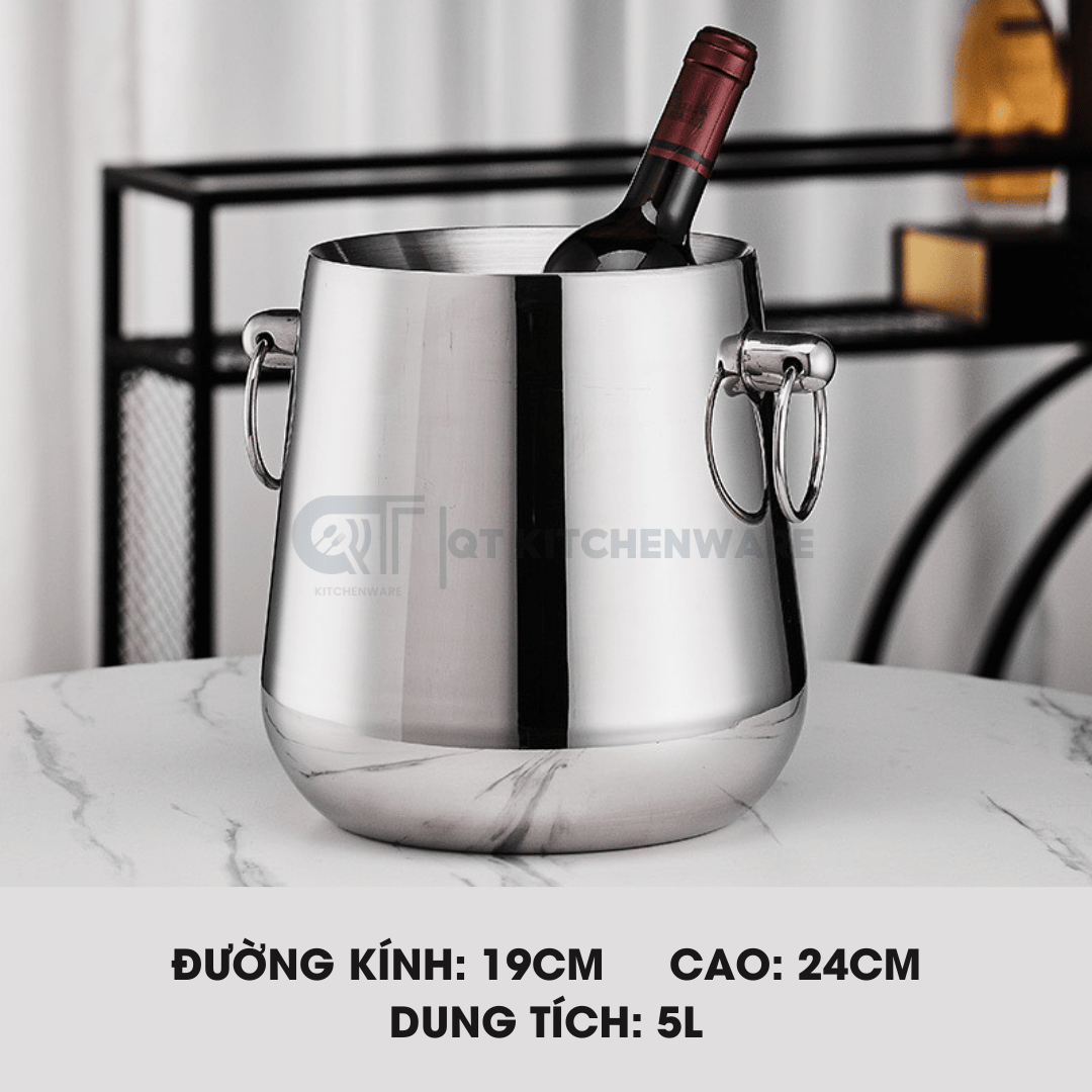 Xô ngâm rượu vang inox hai lớp quai