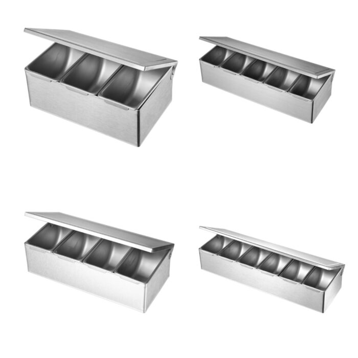 Bộ Khay Đựng Gia Vị Topping Inox Có Nắp