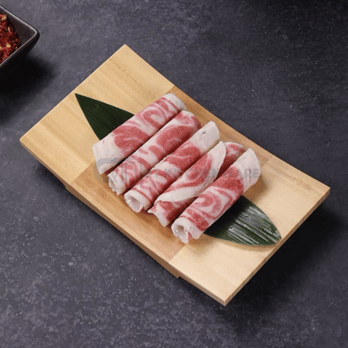 khay gỗ sushi sashimi chữ nhật vành cong cao cấp