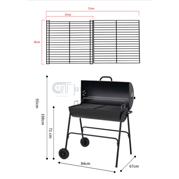 Bếp nướng than BBQ ngoài trời có bánh xe