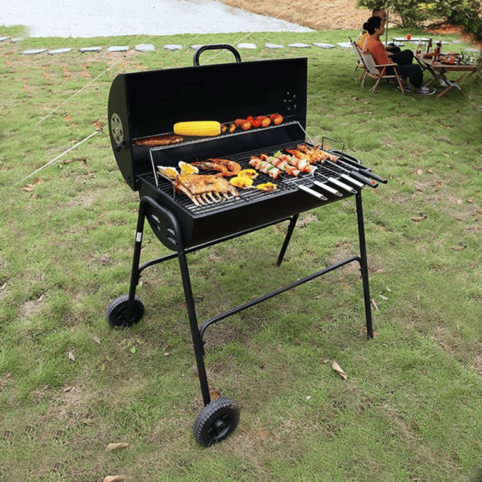 Bếp nướng than BBQ ngoài trời có bánh xe