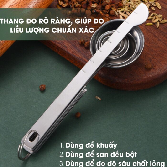 Bộ Muỗng Đong Inox 6 Chiếc Cao Cấp, Bộ Muỗng Đong Inox 5 Chiếc Cao Cấp