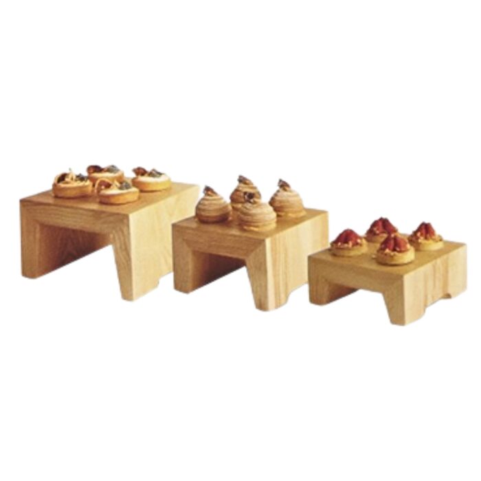 chân kê gỗ vuông dày bày buffet, chân kê buffet nhà hàng, chân kê bánh tiệc buffet