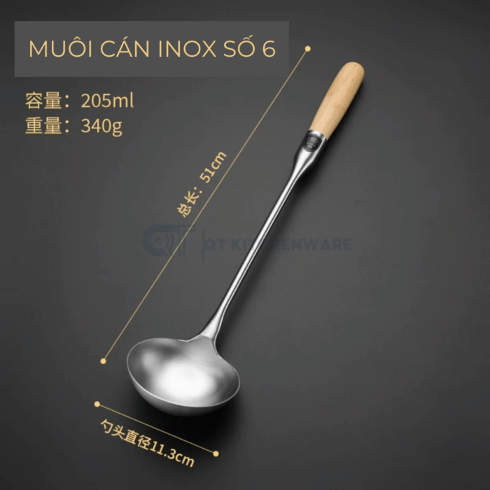 Muôi Xào Inox Cán Inox Cán Gỗ HK