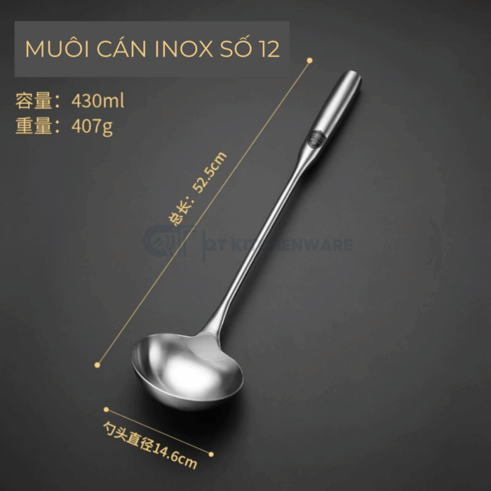 Muôi Xào Inox Cán Inox Cán Gỗ HK