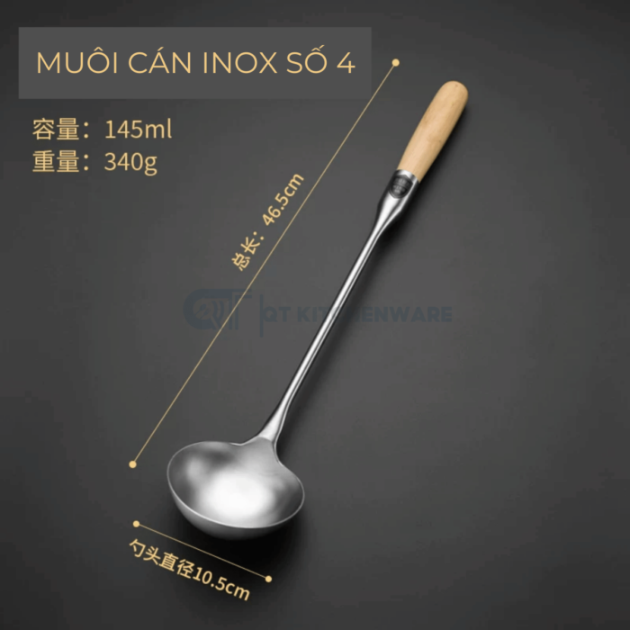 Muôi Xào Inox Cán Inox Cán Gỗ HK