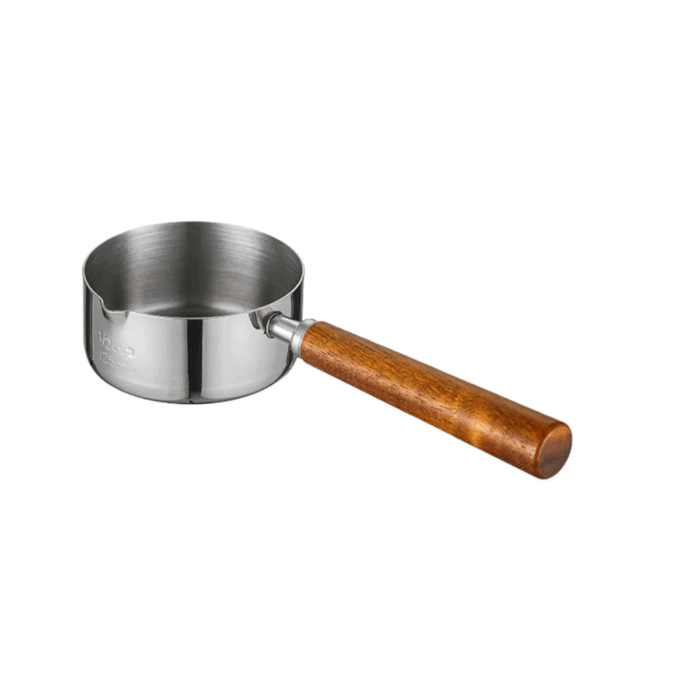 chén đựng sốt inox cán gỗ dài hàn quốc