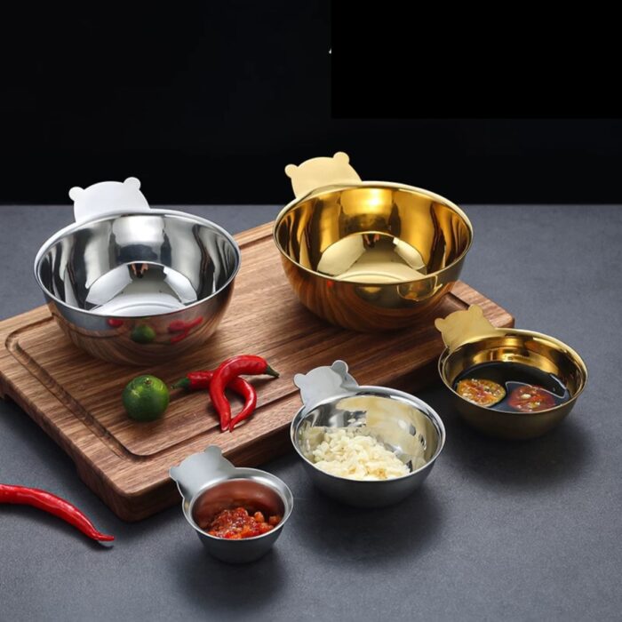 bát inox hàn quốc tay gấu cao cấp, bát inox 2 lớp tay gấu, bát hàn quốc tay gấu