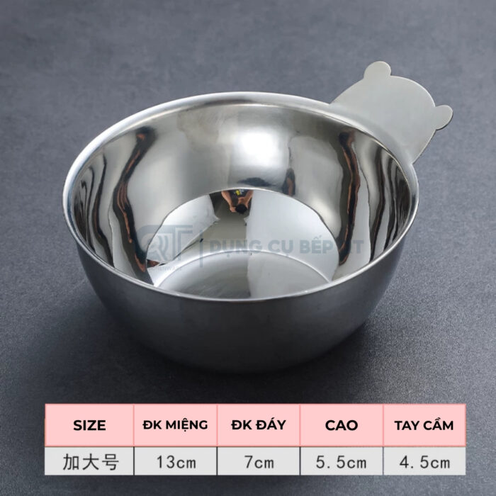 bát inox hàn quốc tay gấu cao cấp, bát inox 2 lớp tay gấu, bát hàn quốc tay gấu