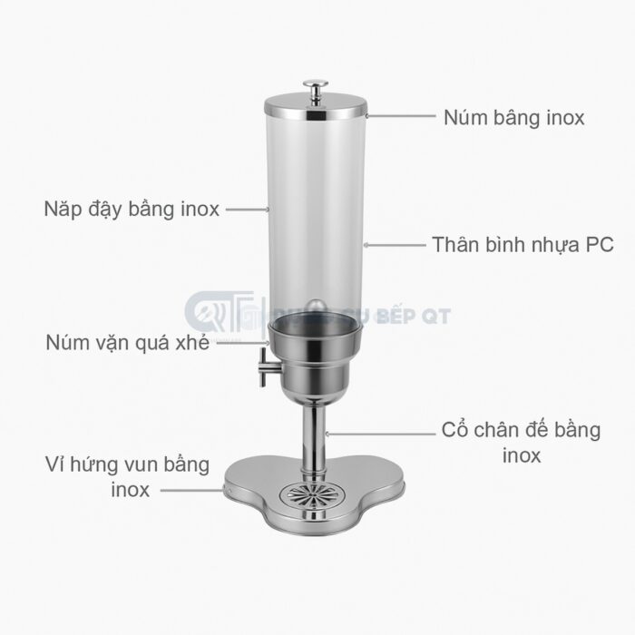 bình đựng ngũ cốc 1 ngăn cao cấp, bình đựng ngũ cốc tiệc buffet, bình đựng ngũ cốc nhà hàng khách sạn