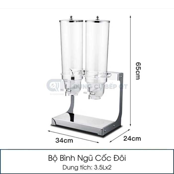 bình đựng ngũ cốc 2 ngăn cao cấp, bình đựng ngũ cốc tiệc buffet, bình đựng ngũ cốc nhà hàng khách sạn