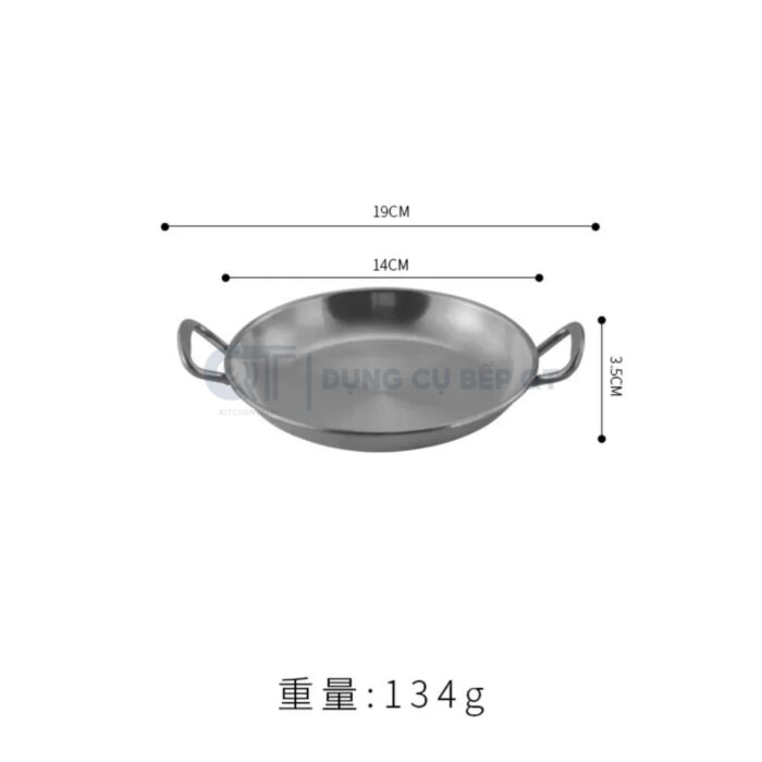 chảo inox hàn quốc 2 quai bày đồ ăn, chảo bày đồ ăn hàn quốc cao cấp