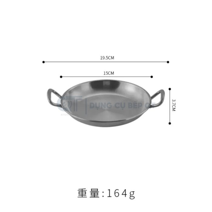 chảo inox hàn quốc 2 quai bày đồ ăn, chảo bày đồ ăn hàn quốc cao cấp