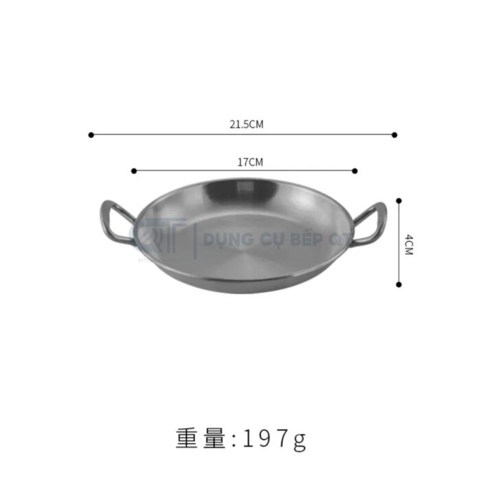 chảo inox hàn quốc 2 quai bày đồ ăn, chảo bày đồ ăn hàn quốc cao cấp