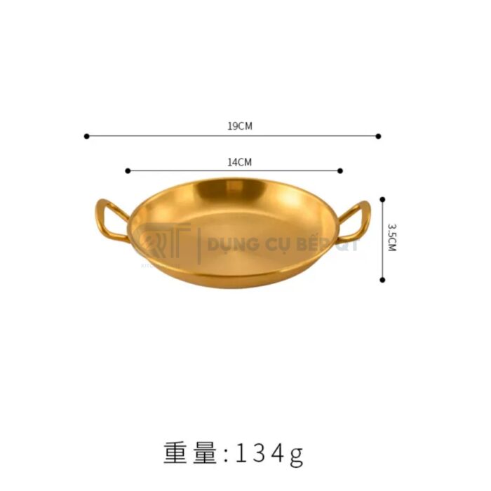 chảo inox hàn quốc 2 quai bày đồ ăn, chảo bày đồ ăn hàn quốc cao cấp