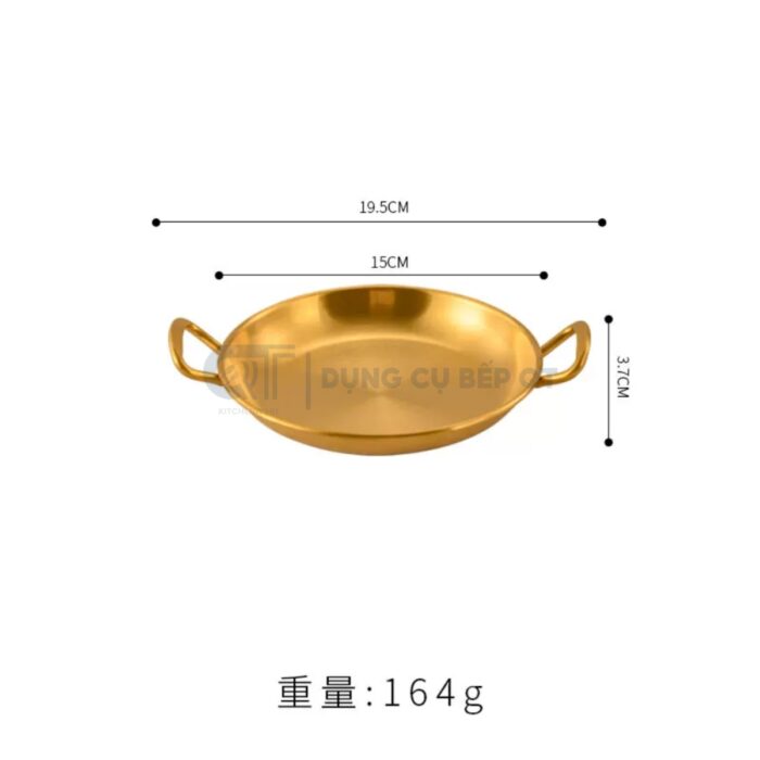 chảo inox hàn quốc 2 quai bày đồ ăn, chảo bày đồ ăn hàn quốc cao cấp