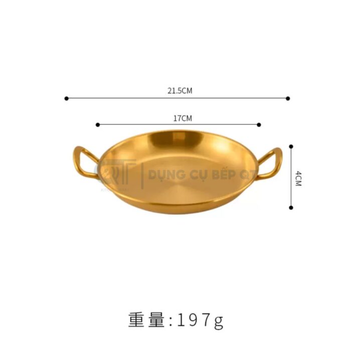 chảo inox hàn quốc 2 quai bày đồ ăn, chảo bày đồ ăn hàn quốc cao cấp