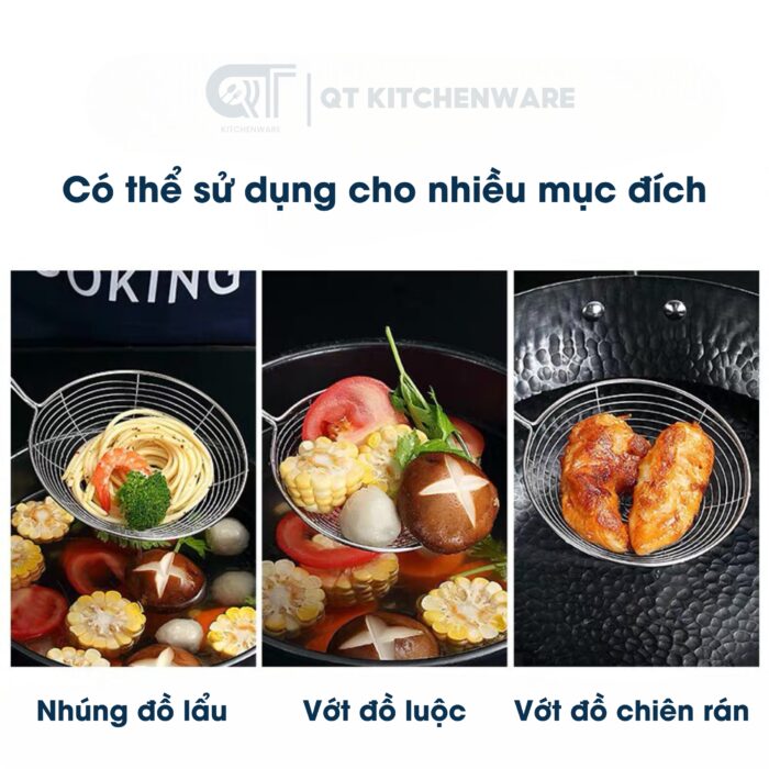 chao vợt inox cán inox cao cấp, chao vợt nhà hàng khách sạn, chao vợt inox thực phẩm