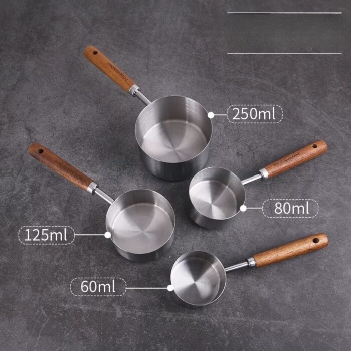 chén đựng sốt inox cán gỗ dài hàn quốc, chén đựng sốt cán gỗ, chén đựng sốt cao cấp