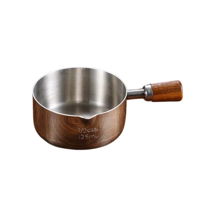 chén đựng sốt inox cán gỗ ngắn hàn quốc, chén đựng nước sốt hàn quốc, chén đựng nước sốt cán gỗ inox