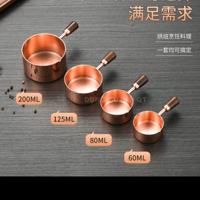 chén đựng sốt inox cán gỗ ngắn hàn quốc, chén đựng nước sốt hàn quốc, chén đựng nước sốt cán gỗ inox