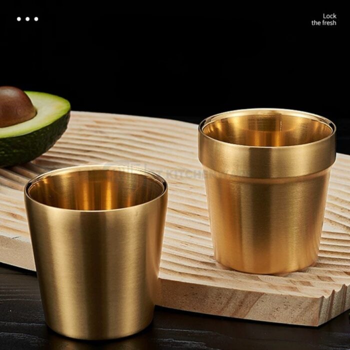 cốc inox hàn quốc 2 lớp ngấn màu vàng cao cấp, cốc inox hàn quốc, cốc inox 2 lớp hàn quốc, cốc inox hàn quốc