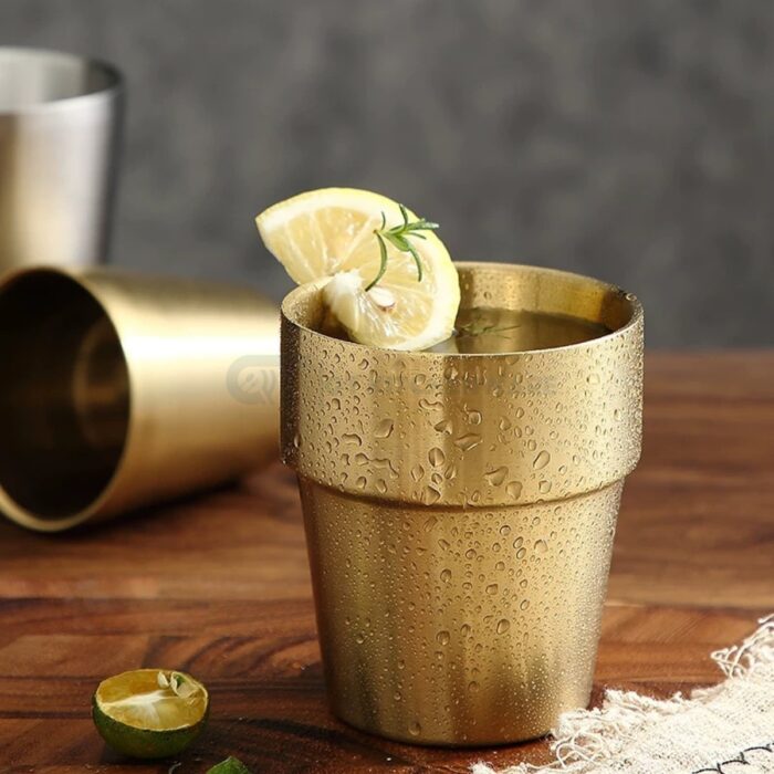 cốc inox hàn quốc 2 lớp ngấn màu vàng cao cấp, cốc inox hàn quốc, cốc inox 2 lớp hàn quốc, cốc inox hàn quốc