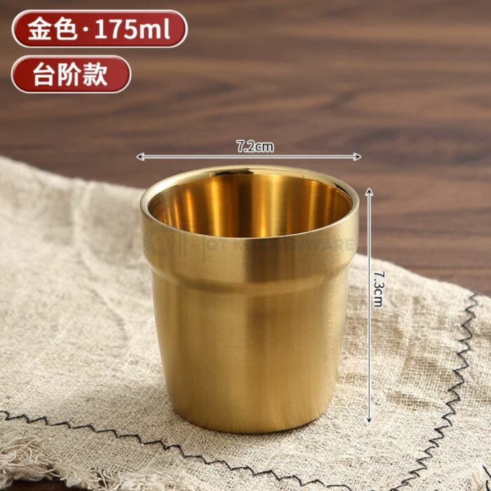 cốc inox hàn quốc 2 lớp ngấn màu vàng cao cấp, cốc inox hàn quốc, cốc inox 2 lớp hàn quốc, cốc inox hàn quốc