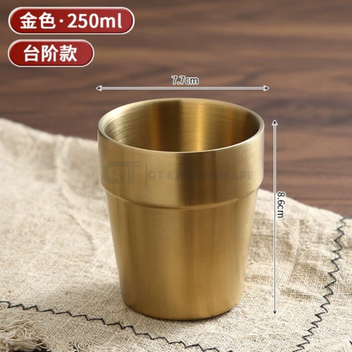 cốc inox hàn quốc 2 lớp ngấn màu vàng cao cấp, cốc inox hàn quốc, cốc inox 2 lớp hàn quốc, cốc inox hàn quốc