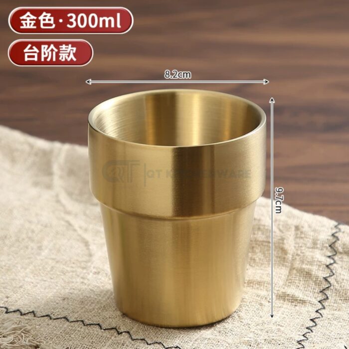 cốc inox hàn quốc 2 lớp ngấn màu vàng cao cấp, cốc inox hàn quốc, cốc inox 2 lớp hàn quốc, cốc inox hàn quốc