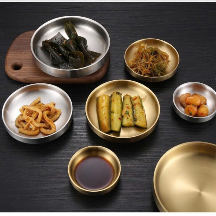 đĩa inox hàn quốc 2 lớp màu vàng cao cấp, đĩa inox 2 lớp hàn quốc, đĩa hàn quốc inox 2 lớp