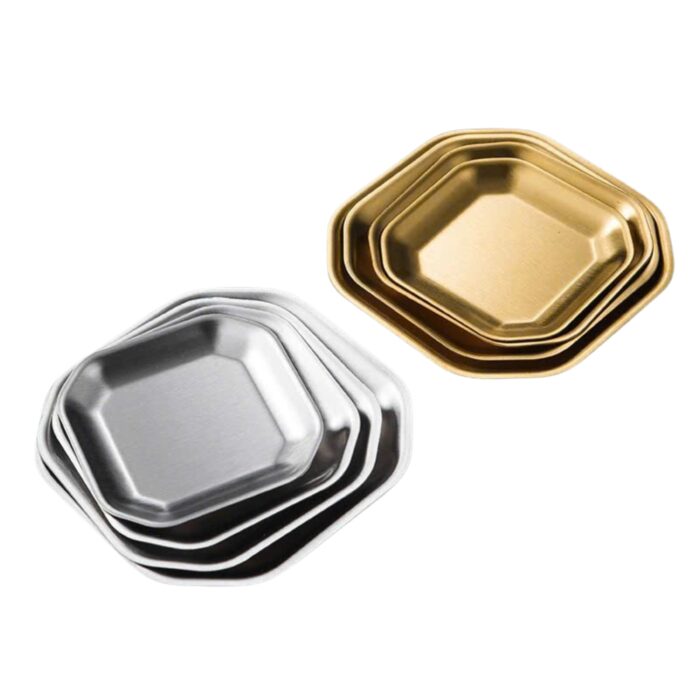 đĩa inox hàn quốc hình lục giác cao cấp, đĩa inox hàn quốc 2 lớp