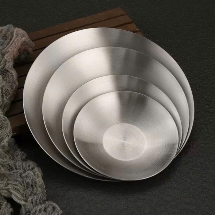 đĩa inox hàn quốc tròn cao cấp, đĩa inox hàn quốc 2 lớp