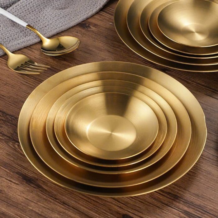 đĩa inox hàn quốc tròn cao cấp, đĩa inox hàn quốc 2 lớp