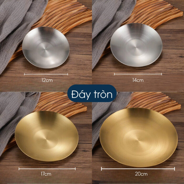 đĩa inox hàn quốc tròn cao cấp, đĩa inox hàn quốc 2 lớp